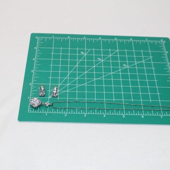 Large CZ and Silver Necklace and Earring Set - Picture 13 of 15